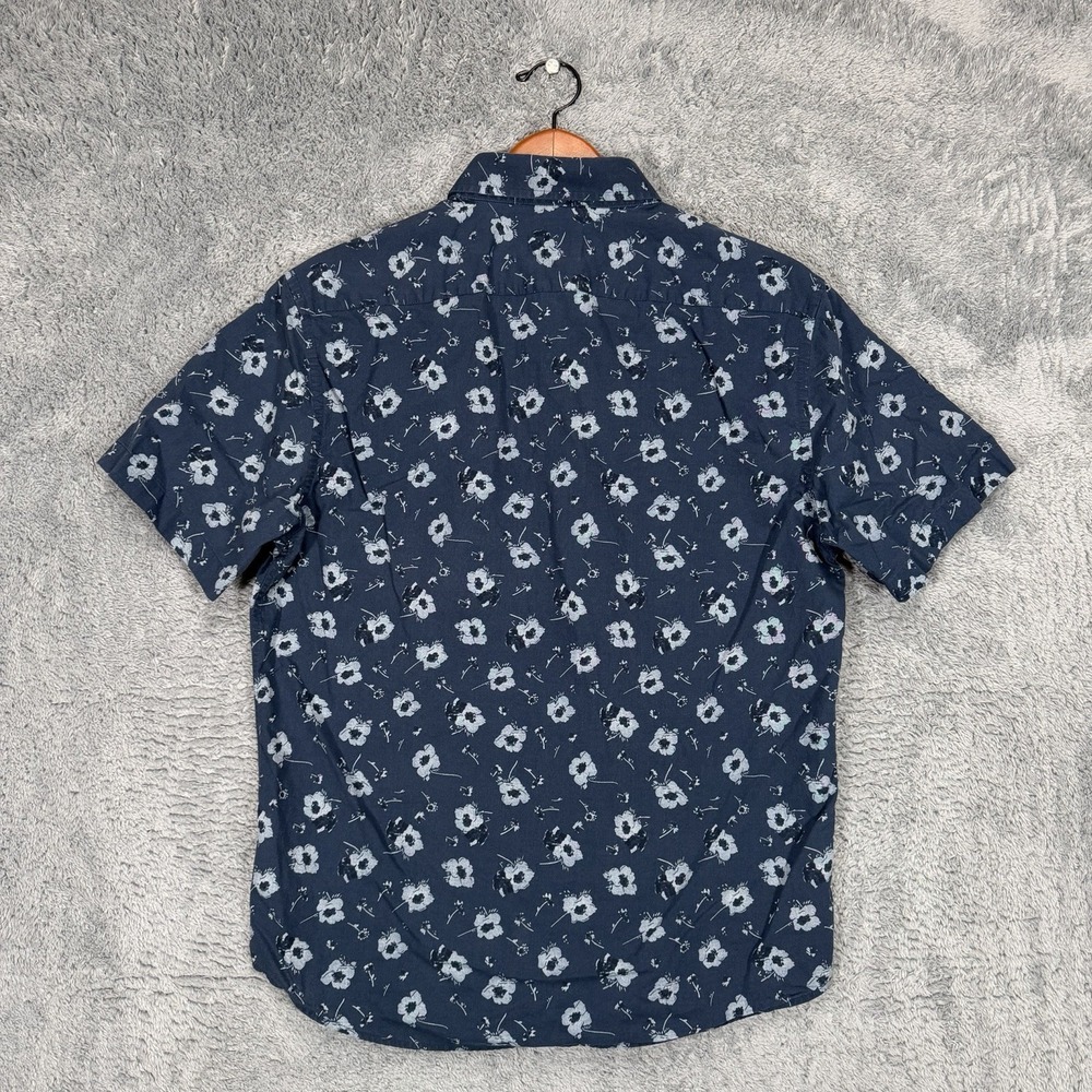 UNTUCKit Coolidge Shirt Mens M Blue 100% Cotton Floral Short Sleeve Button Up - Picture 2 of 8